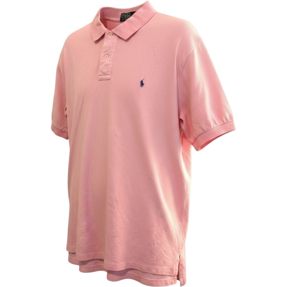 Polo Ralph Lauren Pink Polo Shirt Mens XL Short Sleeve Blue Pony Logo Preppy